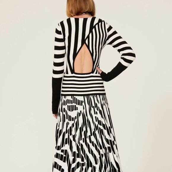 TOME Collective Unique Mixed Stripe top Twist Front V neck Knit Sweater XS - Picture 5 of 8